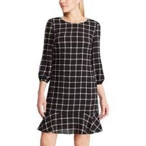 Chaps Ralph Lauren long sleeve plaid checkered midi dress size 12